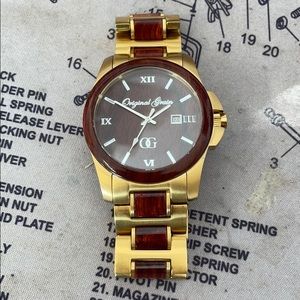 Men’s watch - Original Grain - gold / wood